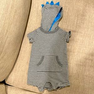 Carters Baby Romper with Dinosaur Spiked Hood